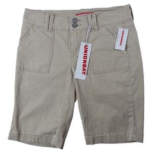 Unionbay Bermuda Shorts Juniors Size 5 Stretch Pockets Cotton Spandex Beige NWT